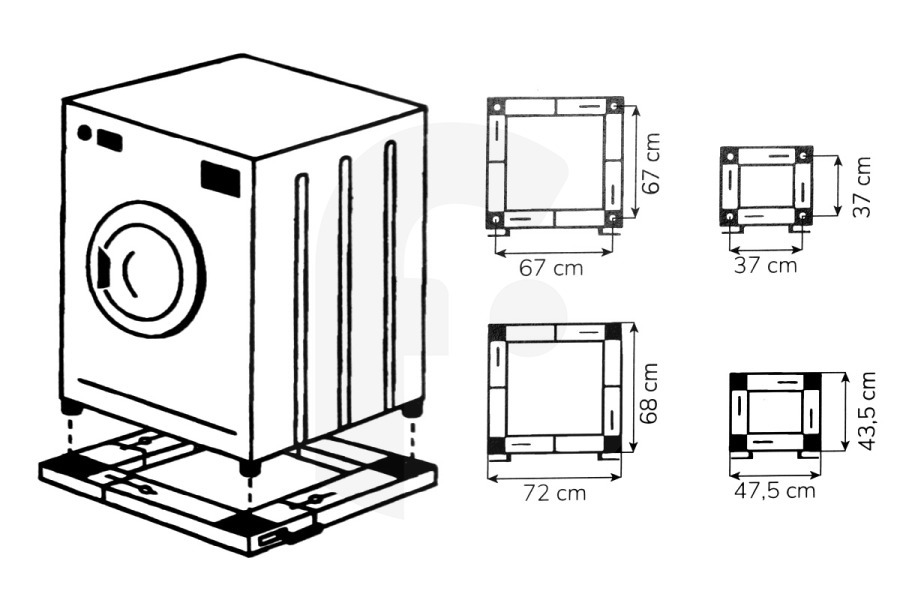 Universeel  Supporto universale (base, carrello) estensibile lavatrice, asciugatrice ACW002UN