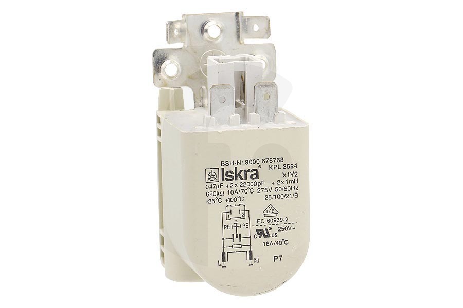 Lynx 00623842 Lavadora Condensador supresión de interferencia para Bosch, Siemens y otros lavadora 623842 apto para entre otros WAE24194, WT46Y780, WAS28743NL