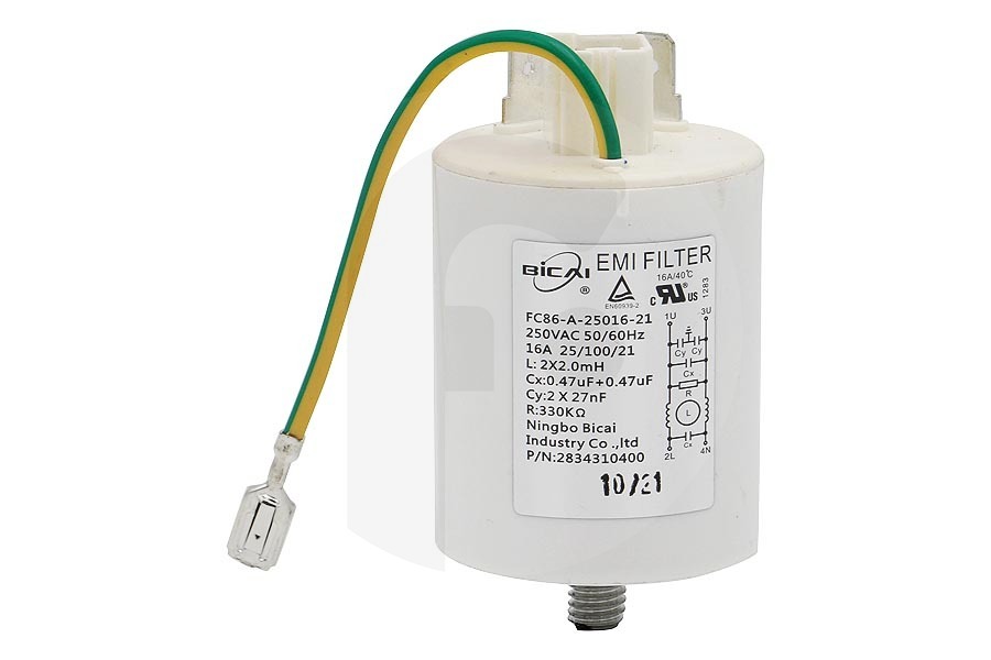 Beko condensador de supresión de interferencia (filtro de supresión de interferencia) lavadora 2827981200 apto para entre otros HTV7733XW0, WTC8733XCM, GWN47430CS