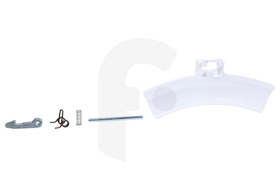Alternatief Secadora Tirador de la puerta (manija, manilla, palanca) curvada juego completo blanco para, entre otros, AEG secadora 4055237731 apto para entre otros T65772, T5127, EDP2074