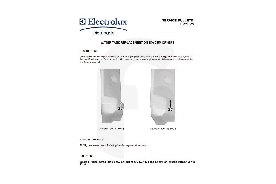 Zanker Asciugatrice Serbatoio d'acqua (serbatoio di condensa, vaschetta di raccolta acqua) 7KG per AEG, Electrolux e altri asciugatrice 1361036005
