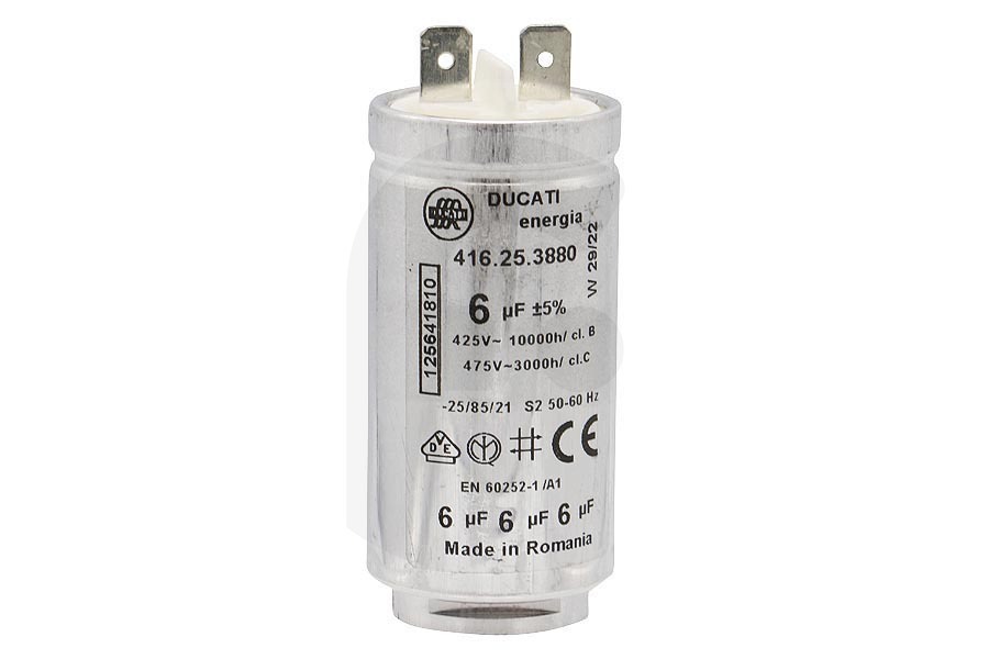 Condensador -6 UF- para AEG, Electrolux y otros secadora 1256418102
