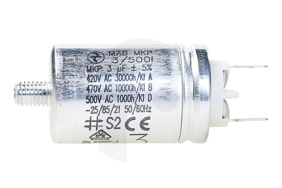 De dietrich Secadora Condensador (condensador de arranque) 3uF para, entre otros, AEG secadora 1115927012 apto para entre otros ESL4555LA, ESI6541LAX, F55412VI0