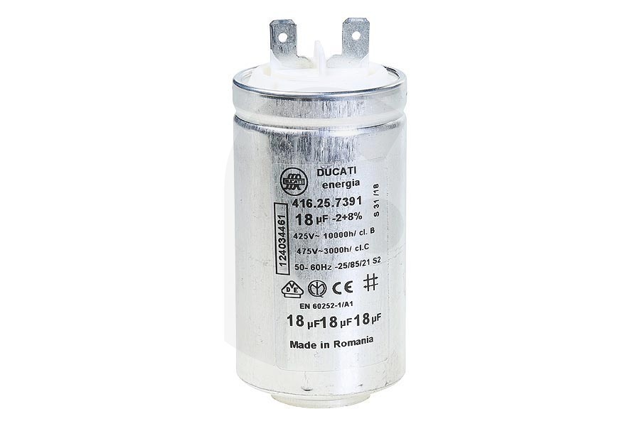 Zanker Lavadora Condensador (condensador de arranque) 18uF para Electrolux, AEG y otros secadora 1240344612 apto para entre otros T66770IH3, T96695IH, EDH3887GNE