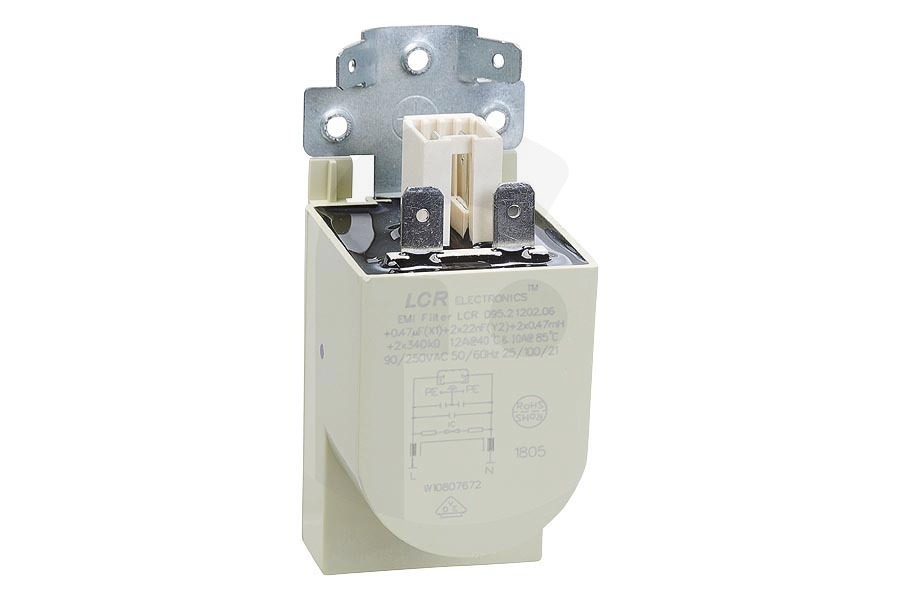 Constructa Secadora Condensador Filtro supresión de interferencia para secadora 481010807672 apto para entre otros TRK4850 con 4 contactos