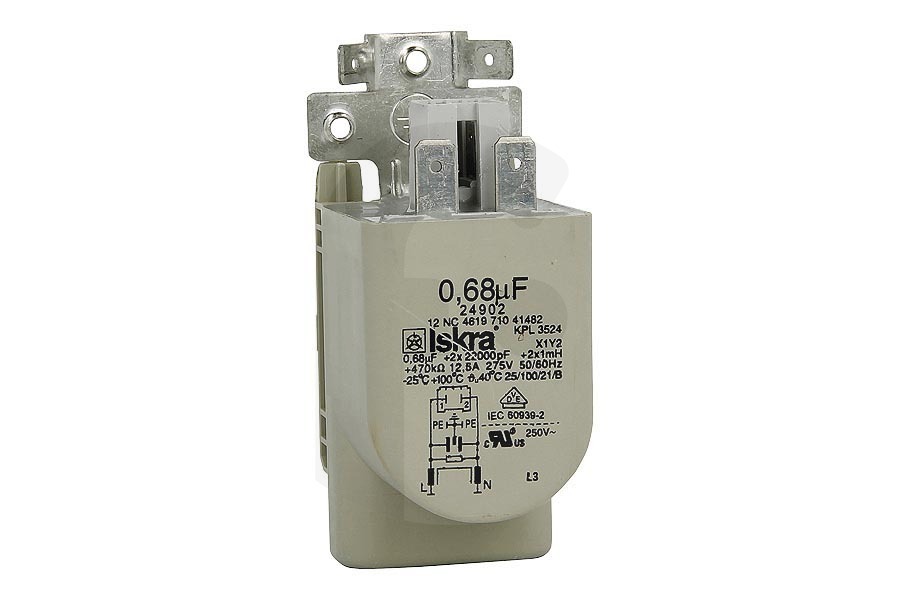 Constructa Secadora Condensador Filtro supresión de interferencia para Bauknecht y otros secadora 481010807672 apto para entre otros TRK4850 con 4 contactos