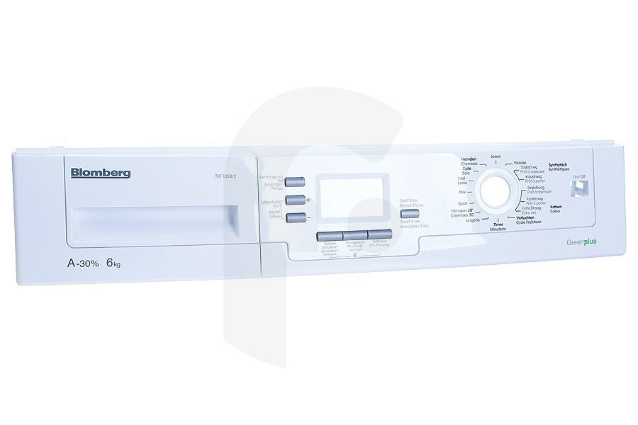 Blomberg Secadora Blomberg carcasa del panel de control (panel frontal) gris/blanca secadora 2970009014 apto para entre otros TKF1350 / 2