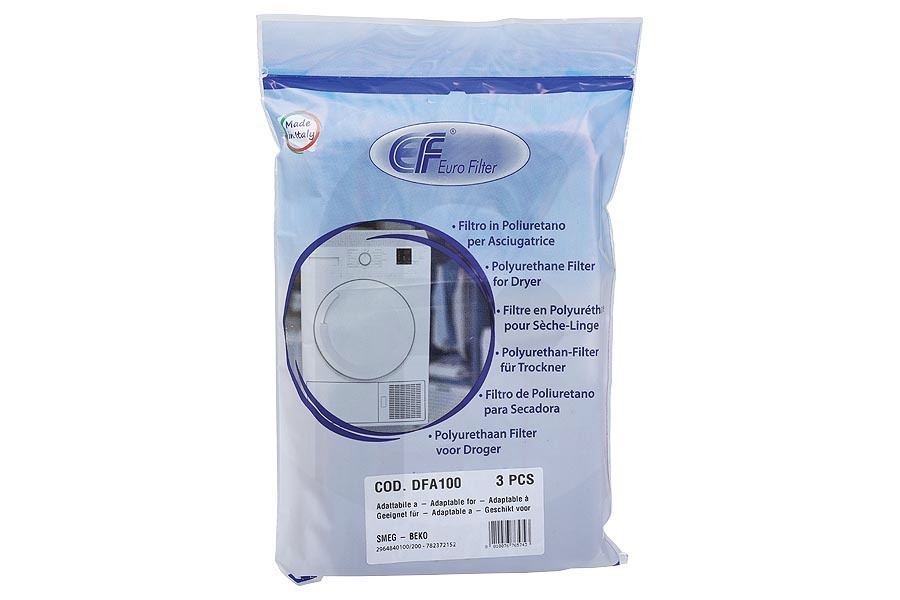 Beko Filtro (filtro de espuma, filtro de esponja) juego de 3 piezas para  secadora 2964840100 apto para entre otros DPU8340X, DPU8360X, DPU7360X