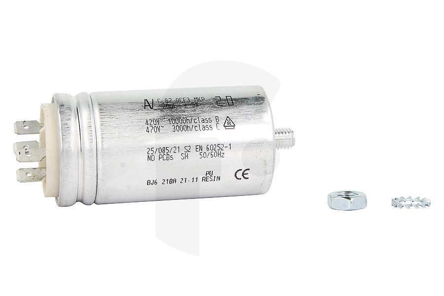 Arcelik Beko condensador (condensador de arranque) 20uF secadora 2807962400 apto para entre otros DPY7505GXB2, DPU7440, TKF8451AG30