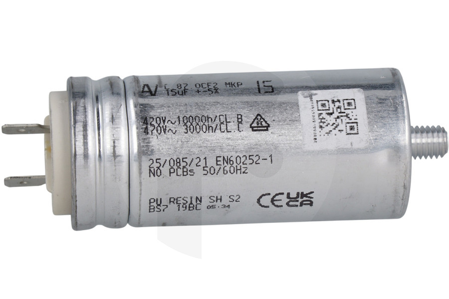 Beko condensador (condensador de arranque) 15uF secadora 2807962300 apto para entre otros DE8431PA0, DH9435RX0, GTN38255GC