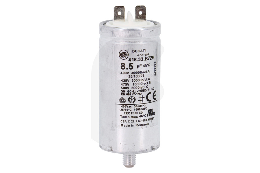 Indesit Asciugatrice Condensatore (condensatore di avviamento) 8,5uF per Hotpoint e altri asciugatrice 258619, C00258619 adatto a tra cui IDCAG35BECOEU, IDCA735BEU, TCD851AXEU