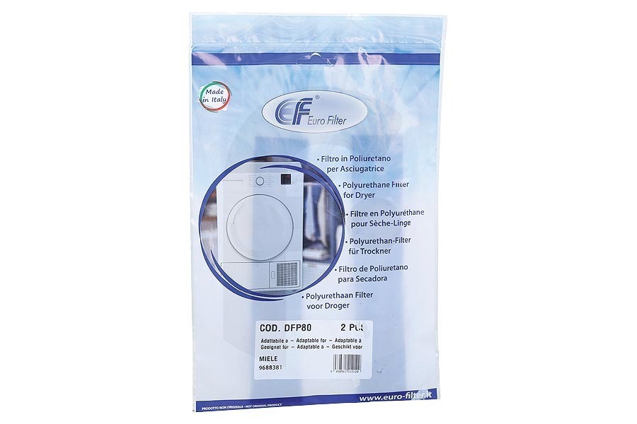 Alternative Trockner Filter (Schaumfilter, Schwammfilter) des Füllöffnung Set 2 Stück für Miele Trockner 9688381