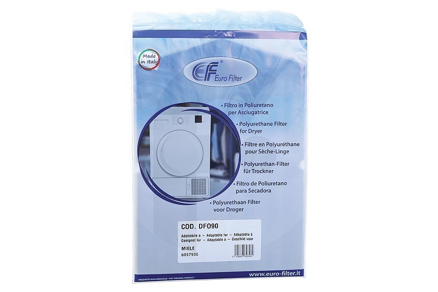 Alternatief Filtro (filtro de espuma, filtro de esponja) de la puerta para Miele secadora 6057930 apto para entre otros T8926WP, T9747WP, T9767WP