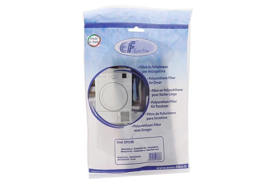 Alternatief Asciugatrice Filtro in schiuma (foam filter, filtro spugna) per Bauknecht e altri asciugatrice 481010354757
