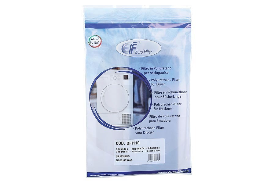 Samsung Asciugatrice Filtro (filtro in schiuma, filtro in spugna) DFI110 per Samsung asciugatrice DC6200376A, DC62-00376A adatto a tra cui DV70F5E0HGW, DV80H8100HW, DV90H8000