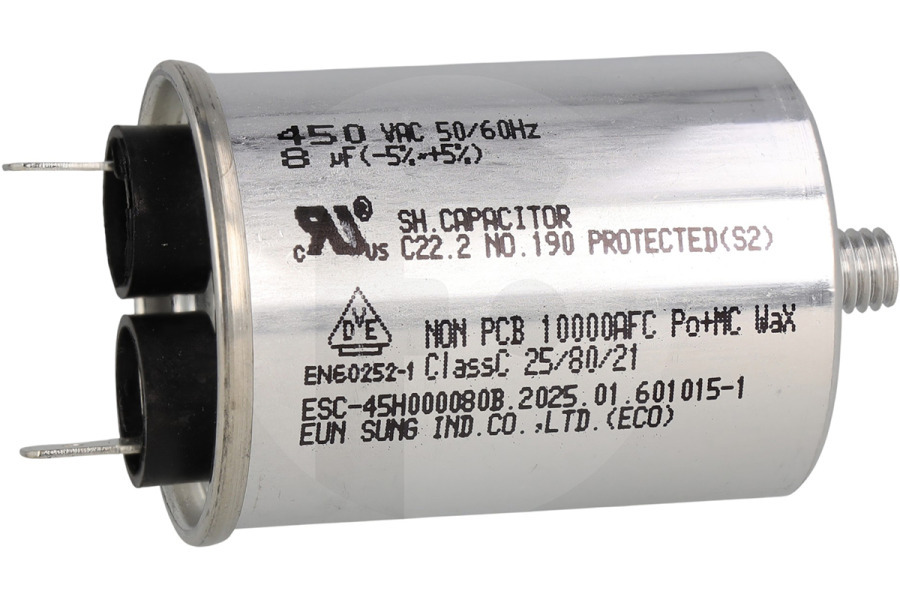 Samsung 2501001339 Secadora Condensador de arranque 8 uF para secadora 2501‑001339 apto para entre otros DV80F5EBHGW/EN, DV91H8000HW/EN, SDC14719, SDC3D809