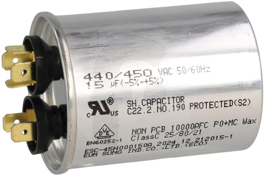 Samsung 2501001233 Secadora Condensador de arranque 15 uF para secadora 2501‑001233 apto para entre otros DV70F5E0HGW/EN, DV80H8100HW/EN, DV91H8000HW/EN