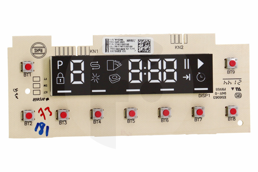 Saivod Lavavajillas PCB de Control de Lavavajillas Beko 1741130100 apto para entre otros DFN26420W, DFN28432W