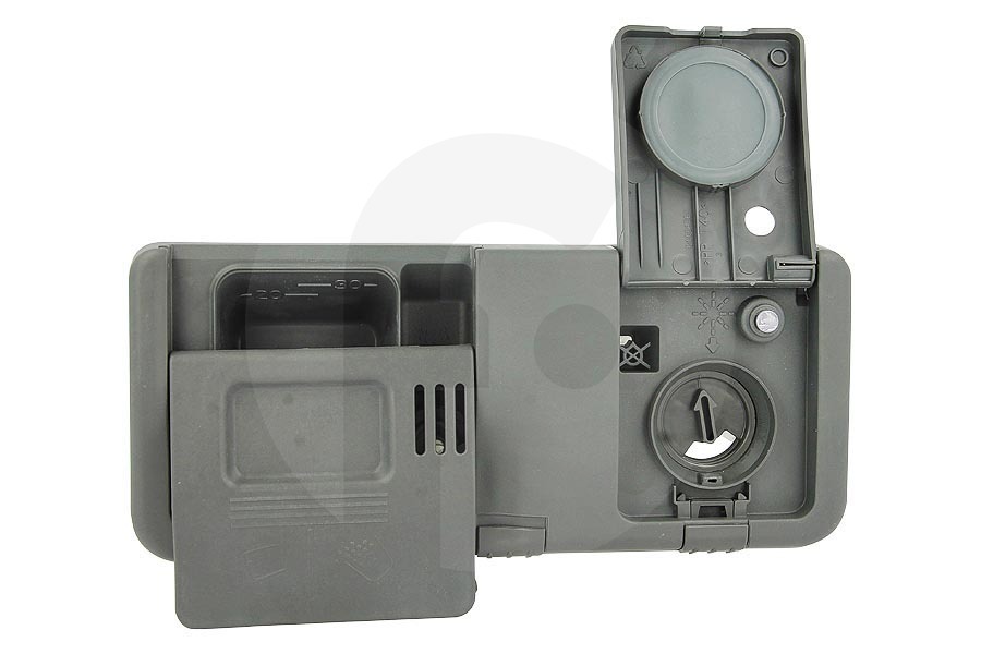 Whirlpool Lavastoviglie Vaschetta detersivo (unità detersivo) completa incl. brillantante per Whirlpool e altri lavastoviglie 481010602585