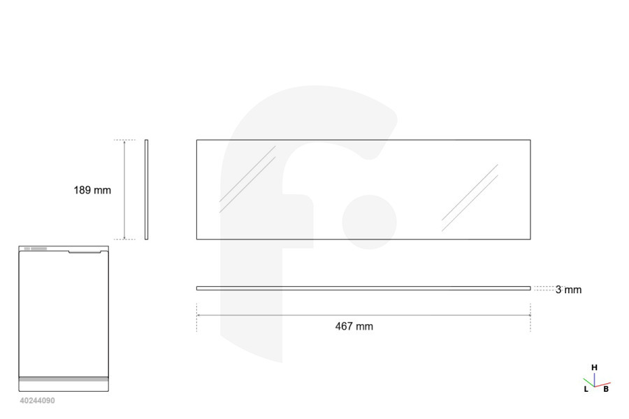 Ariston-Blue Air Frigorifero Ripiano in plexiglass (467x189x4) frigorifero C00280886, 280886