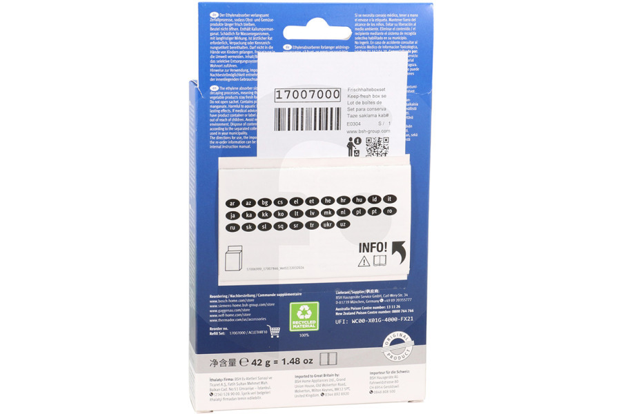 Constructa Frigorifero Bosch filtro per frigorifero 17007000