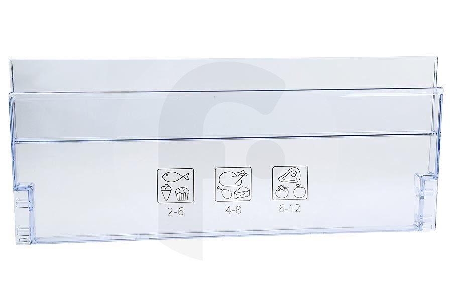 Beko Congelador Beko lado frontal (panel, tapa del compartimento congelador) del cajón del congelador, transparente, congelador Frigorífico / Congelador 5906370600 apto para entre otros FNE290E, RFNE270