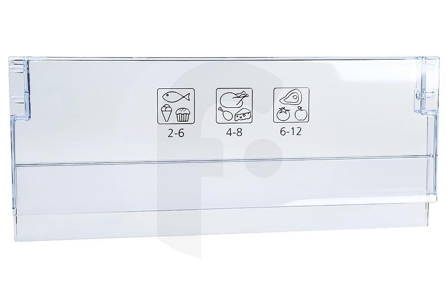 Beko Congelador Beko lado frontal (panel, tapa del compartimento congelador) del cajón del congelador, superior, transparente, congelador Frigorífico / Congelador 5906370700 apto para entre otros FNE290E, RFNE270