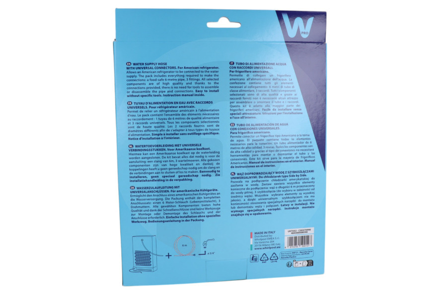 WPRO Frigorifero Tubo flessibile (Entrata – 6 m) frigorifero 484000008590, UKT002