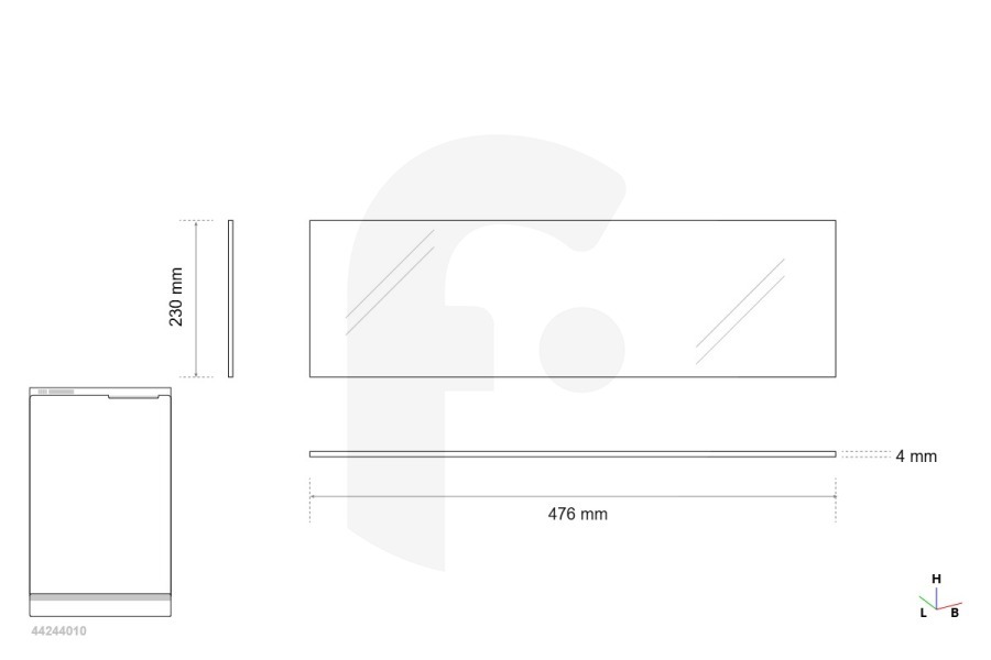 Zanussi Frigorifero Ripiano in vetro (piastra di appoggio) escl. bordo 476x230mm per Zanussi e altri frigorifero combinato 2060798077