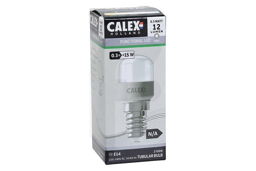 Calex Frigorífico 1301002600 Lámpara de tubo LED 240 voltios, 0,3 vatios, E14 T20, 2700K