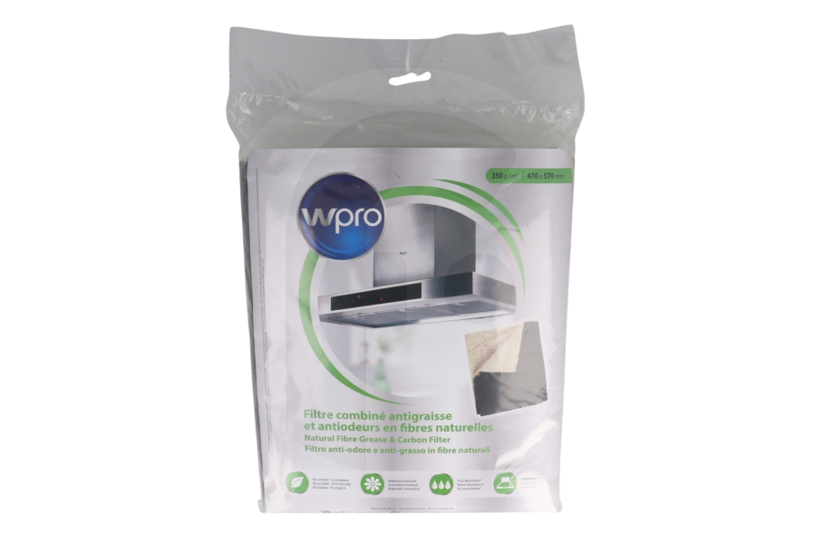 Whirlpool 484000008652 WPRO WPRO Universal Campana extractora Filtro Grasa y Carbón 47x57cm Campana Extractora apto para entre otros Oscuro. 470x570mm