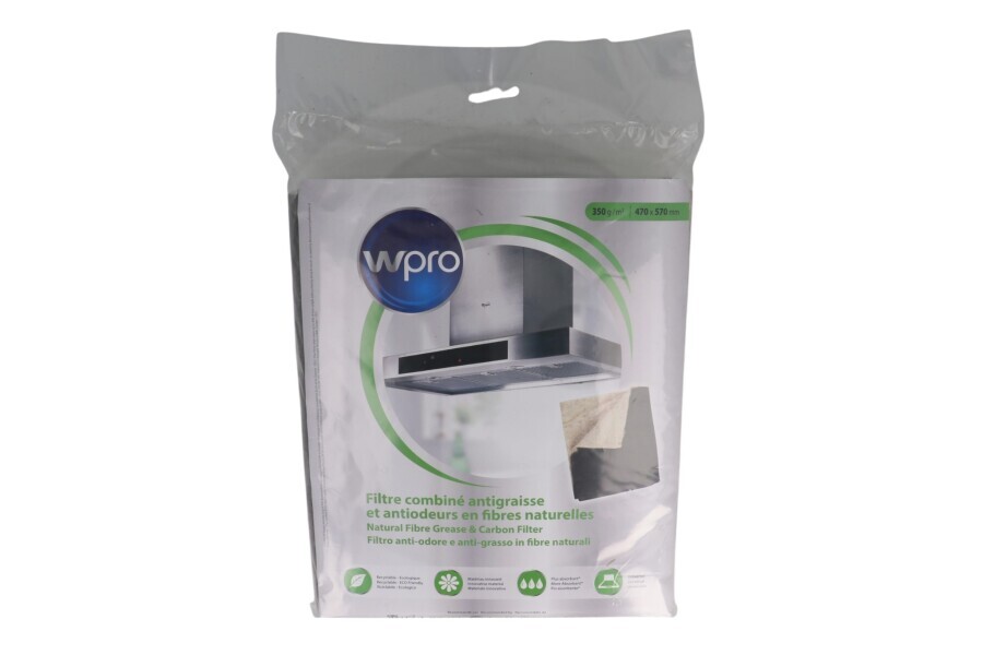 Whirlpool 484000008652 WPRO WPRO Universal Campana extractora Filtro Grasa y Carbón 47x57cm Campana Extractora apto para entre otros Oscuro. 470x570mm
