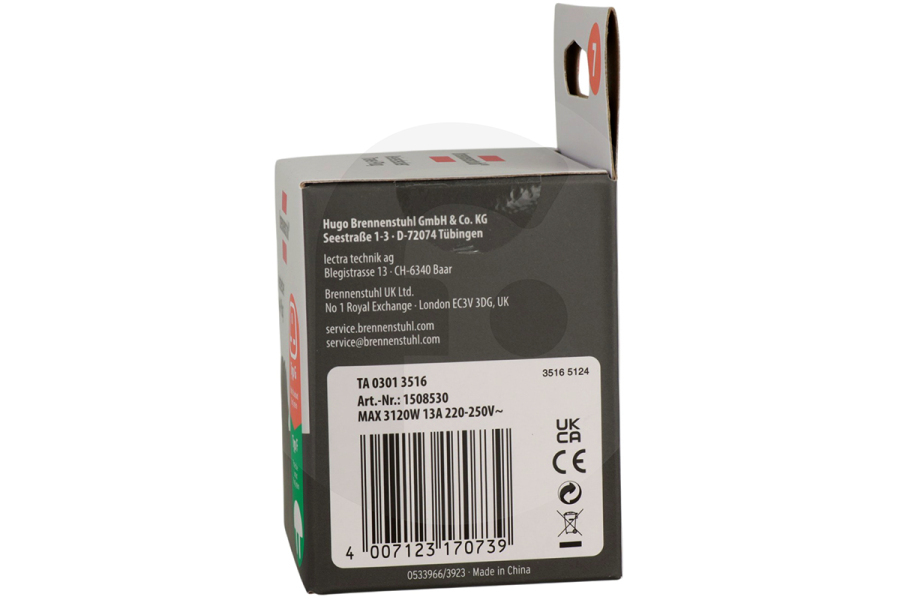 Brennenstuhl  Brennerstuhl Reisestecker (Adapter) von UK auf EU 13A 3120W 250V 1508530