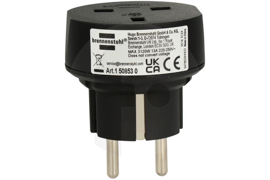 Brennenstuhl  Brennerstuhl Reisestecker (Adapter) von UK auf EU 13A 3120W 250V 1508530