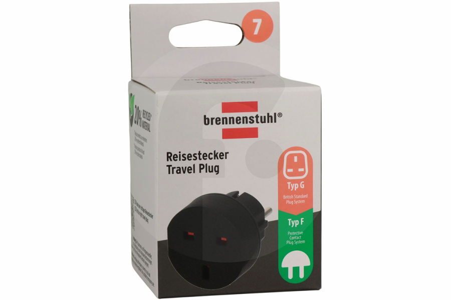 Brennenstuhl  Brennerstuhl Reisestecker (Adapter) von UK auf EU 13A 3120W 250V 1508530