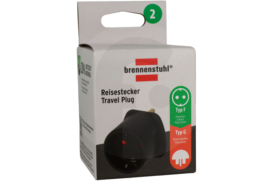 Brennenstuhl  Brennenstuhl adattatore da viaggio (adattatore spina) da EU a UK 13A 250V 1508533