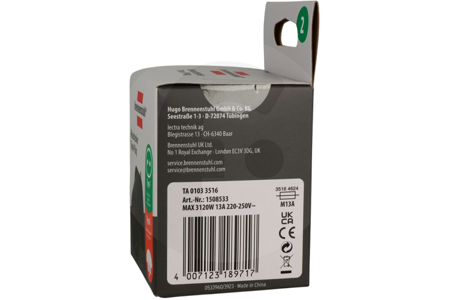 Brennenstuhl  Brennenstuhl adattatore da viaggio (adattatore spina) da EU a UK 13A 250V 1508533