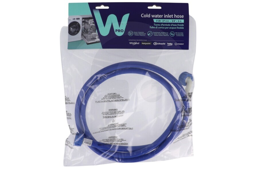 Kenmore Lavavajillas WPRO Tubo entrada (L 2 M 60 Bar Agua Fría 25°C) 481953028933 apto para entre otros R / H + de goma