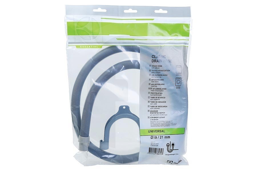 Marynen Lavadora Manguera de drenaje universal con curva 1,5 metros E2WDA150B lavadora 9029793362 apto para entre otros -wit- Classic 19x22