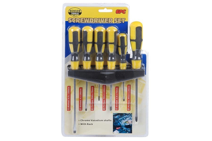 Benson destornillador 005409 apto para entre otros Mango de plástico negro / amarillo