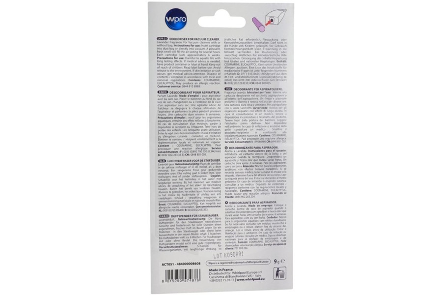 Rowenta Aspiradora WPRO perfumador (palitos perfumados) lavanda 5 piezas para aspiradora 484000008608