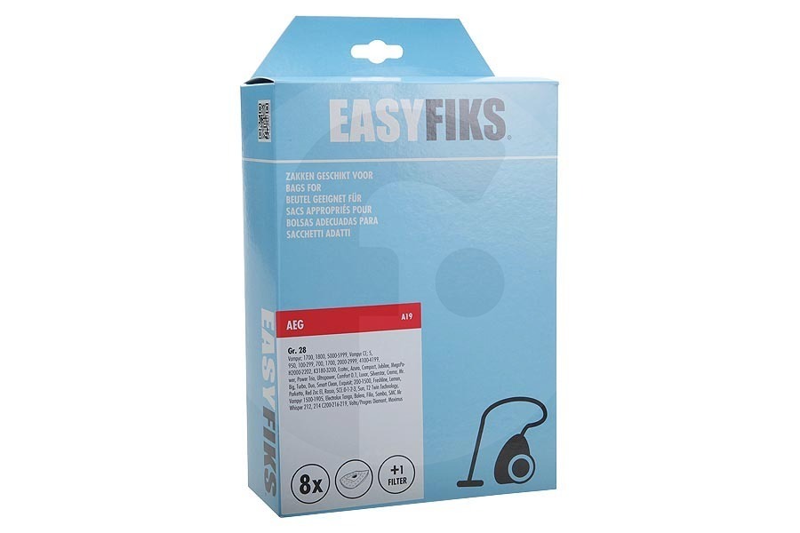 Satrap Aspiradora Bolsas para aspiradora (bolsas de polvo) Gr. 28-A19 para AEG, Electrolux y otros aspiradores 9002565423 apto para entre otros 4000-5000 serie Rosso
