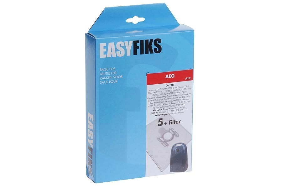 Aeg electrolux Aspiradora Easyfiks Gr. 28 bolsas de aspiradora (bolsas para el polvo) 5 uds. incl. 1 filtro aspiradora 9002565423 apto para entre otros AEG 4000-5000 serie Rosso