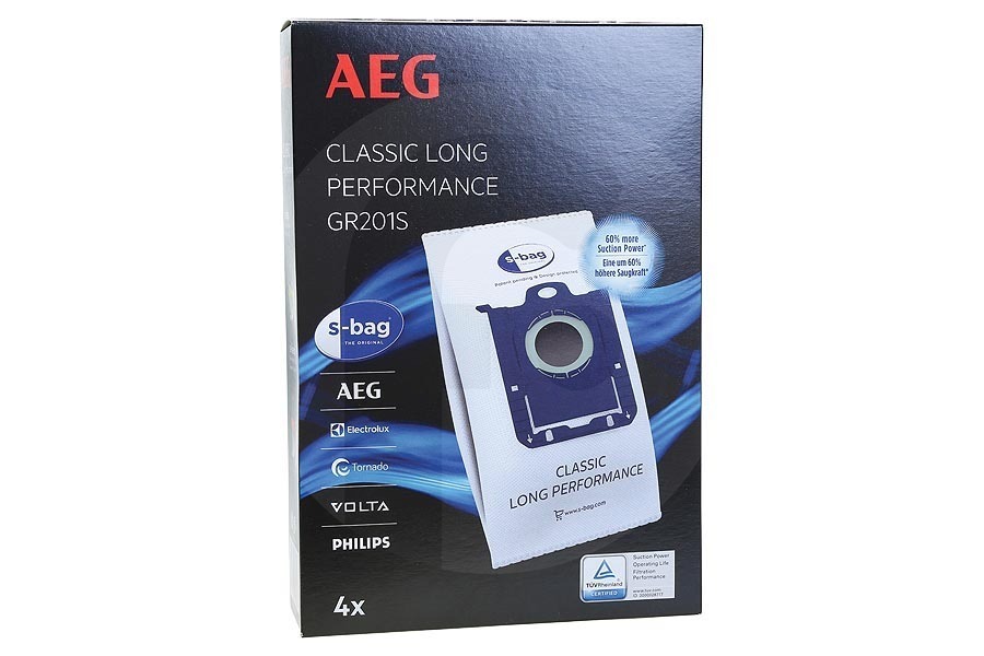 AEG Aspiradora GR201 s-bag classic bolsas de alto rendimiento para aspiradora 9001684746 apto para entre otros Airmax, Oxygen +, Jetmaxx