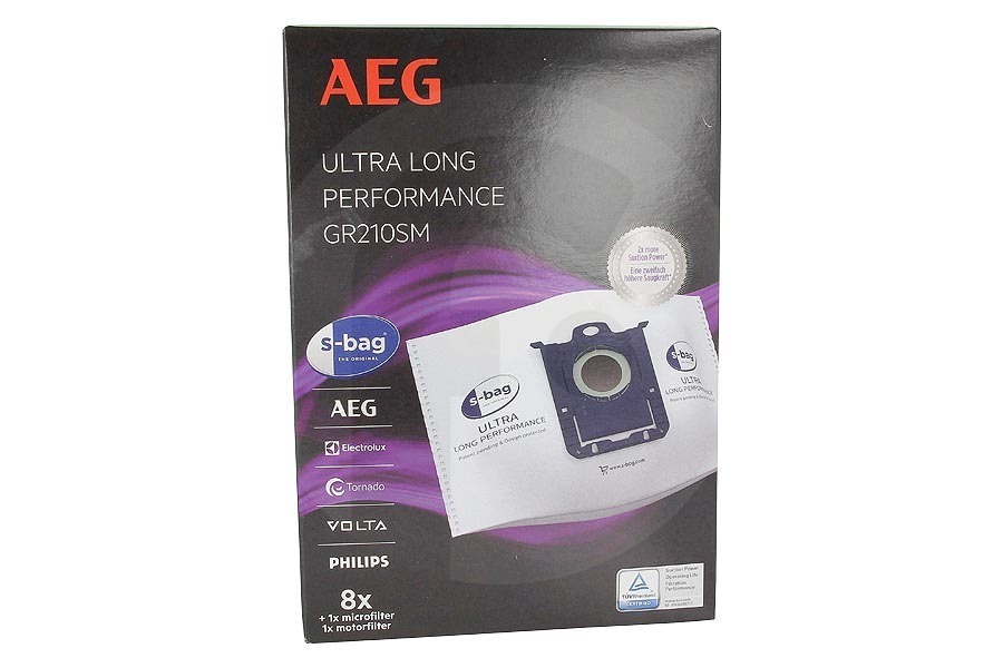 AEG Aspiradora Ultra Long Performance S-Bag bolsas de aspiradora (bolsas para el polvo) 8 uds. incl. 2 filtros para AEG, Electrolux y otros aspiradora 9001688366 apto para entre otros Airmax, oxígeno +, Jetmaxx
