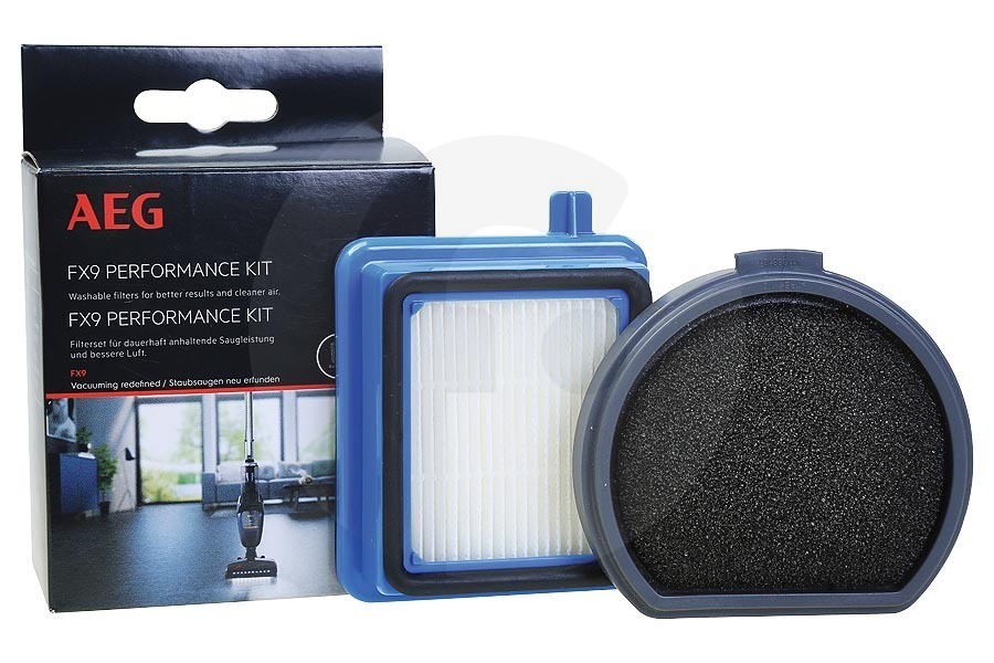 Electrolux AEG ASPK9 FX9 Performance Kit set de filtros con filtro de motor lavable (microfiltro) y filtro de escape aspiradora 9001690800 apto para entre otros FX9