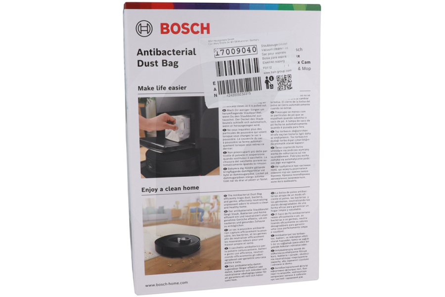 Bosch  Bosch sacchetto aspirapolvere antibatterico Spotless per aspirapolvere 17009040, BHZRDBAB