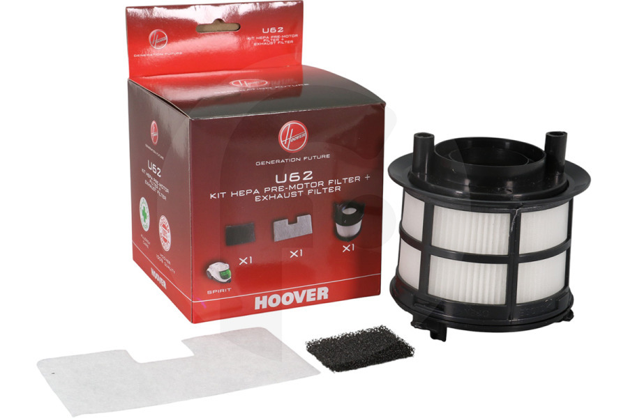 Hoover Aspiradora Filtro HEPA y de escape para aspiradora U62, 35601182 apto para entre otros Espíritu