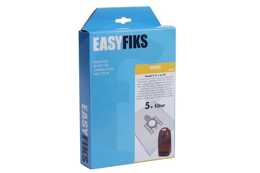 Panasonic Aspiradora Easyfiks FJM HyClean 3D Efficiency (M15) bolsas para aspiradora (bolsas para polvo) para Miele 5 piezas incl. 1 filtro aspiradora 7291640 apto para entre otros Nuevo modelo FHJM 5 piezas