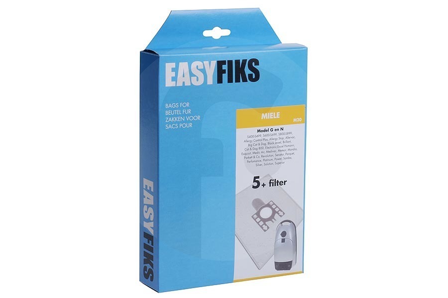 Aspiradora Easyfiks GN HyClean 3D Efficiency (M16) bolsas para aspiradora (bolsas para polvo) para Miele 5 piezas incl. 1 filtro aspiradora 7189520 apto para entre otros 400-600 Serie CN